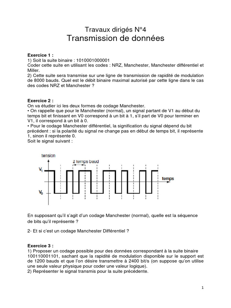 Codage Manchester en Transmission de Données | PDF | Modulation ...