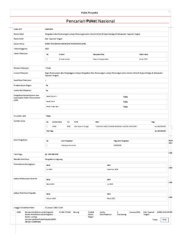 RUP - Cari Paket Penyedia | PDF