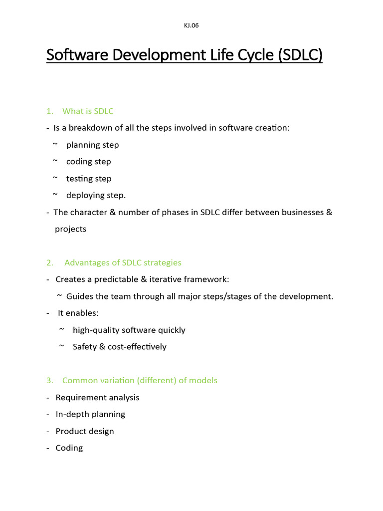 Software Development Life Cycle Pdf Software Development Process