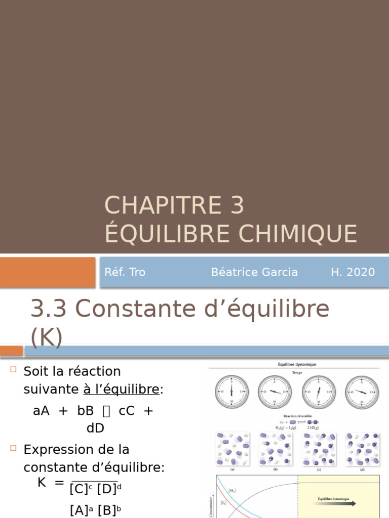 Constante d'équilibre et facteurs influents | PDF | Équilibre chimique ...