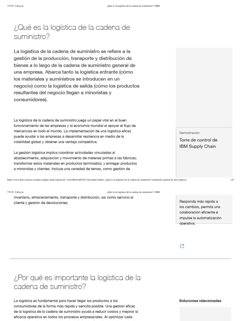 Logística de la Cadena de Suministro IBM | PDF | Logística | Cadena de ...