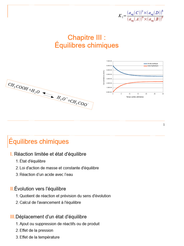 Équilibres chimiques et réactions acides | PDF | Équilibre chimique | Acide