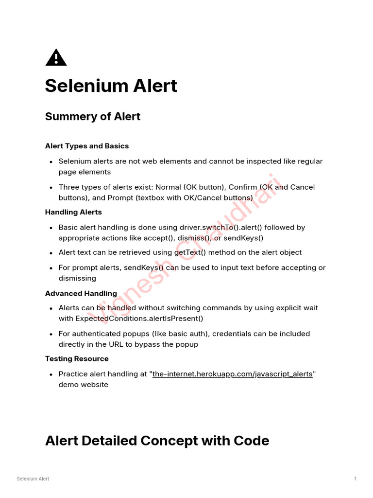Handling Alerts in Selenium | PDF | Computing | Software