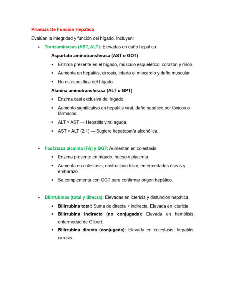 Pruebas de Función Hepática y Trombólisis | PDF | Transaminasa | Hepatitis