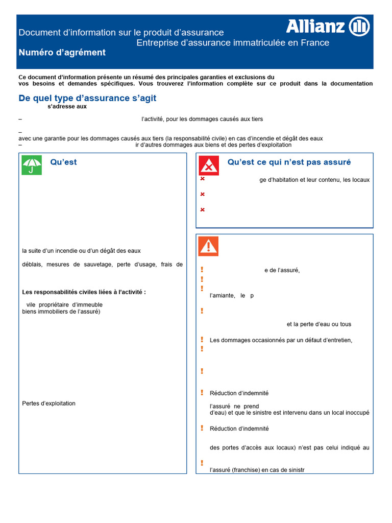 Assurance Multirisque Professionnelle IPID | PDF | Assurance
