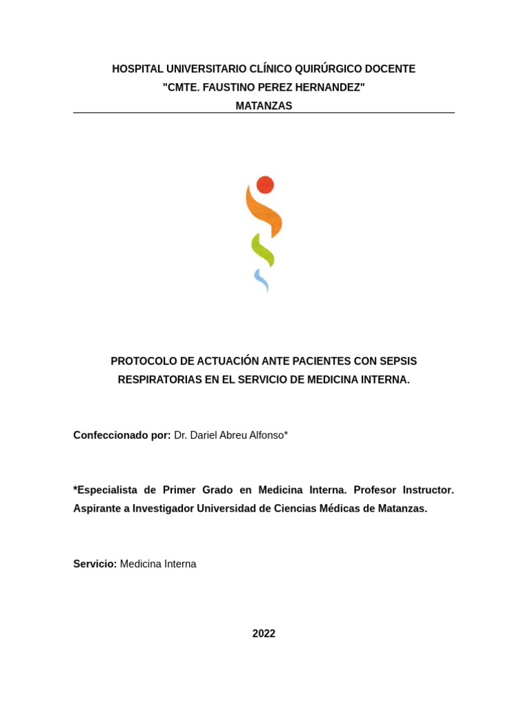 Protocolo para Manejo de Sepsis Respiratoria | PDF | Neumonía | Septicemia