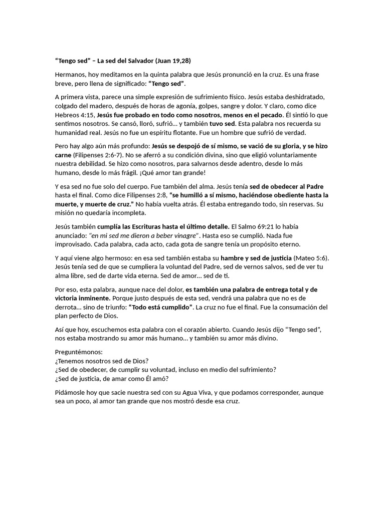 Tengo sed | PDF | Amor | Jesús