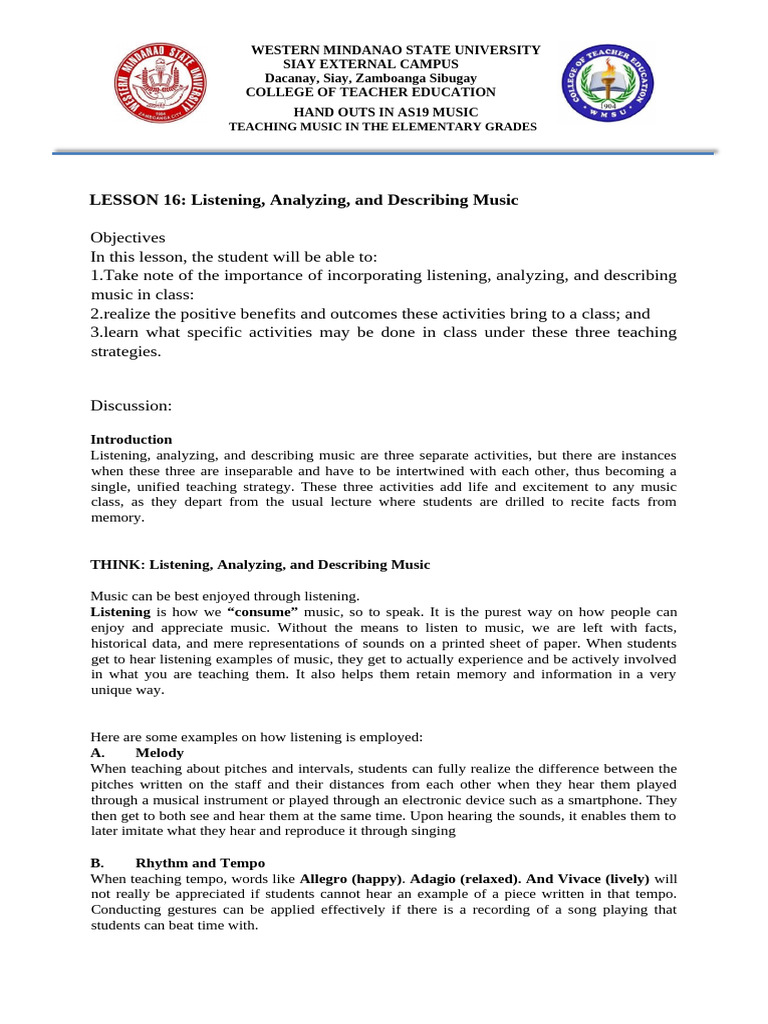Engaging Students in Music Analysis | PDF | Tempo | Cognition
