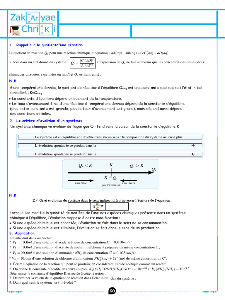 Évolution Spontanée en Chimie | PDF | Équilibre chimique | Physique
