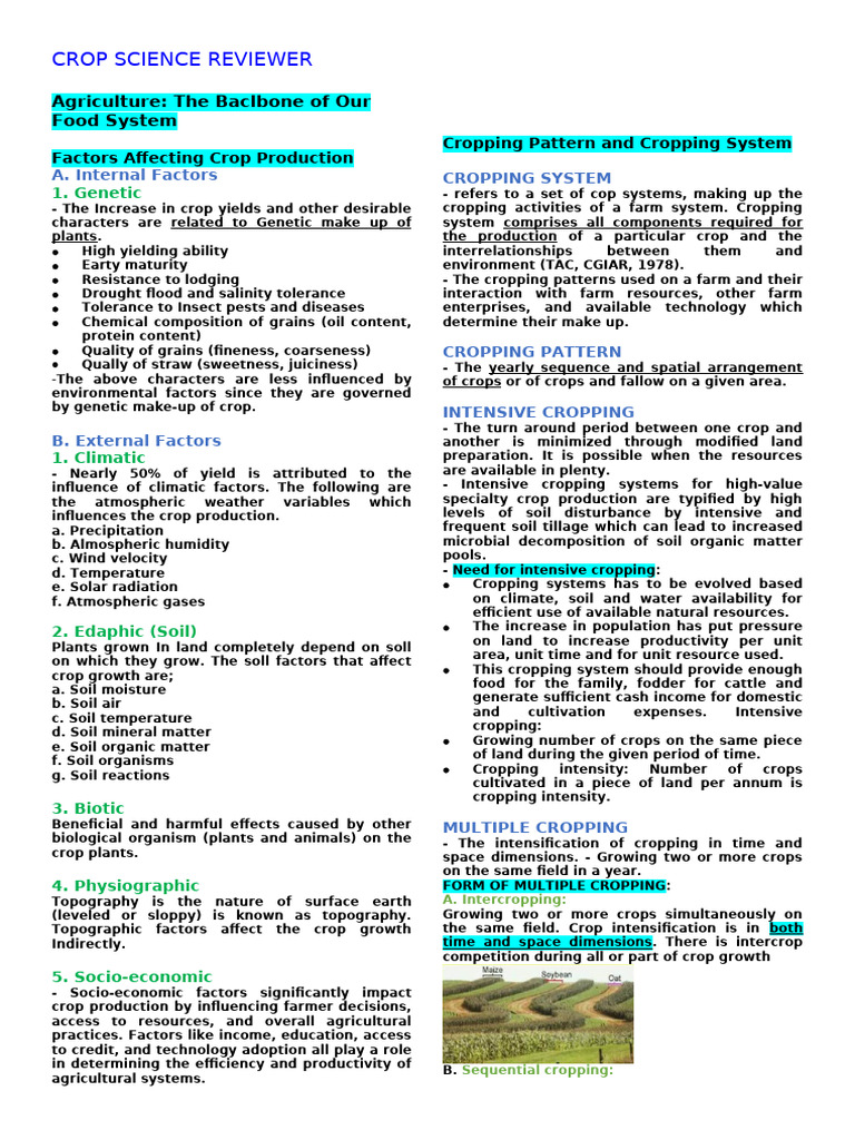 Crop Science Review for Agriculture | PDF | Agriculture | Soil