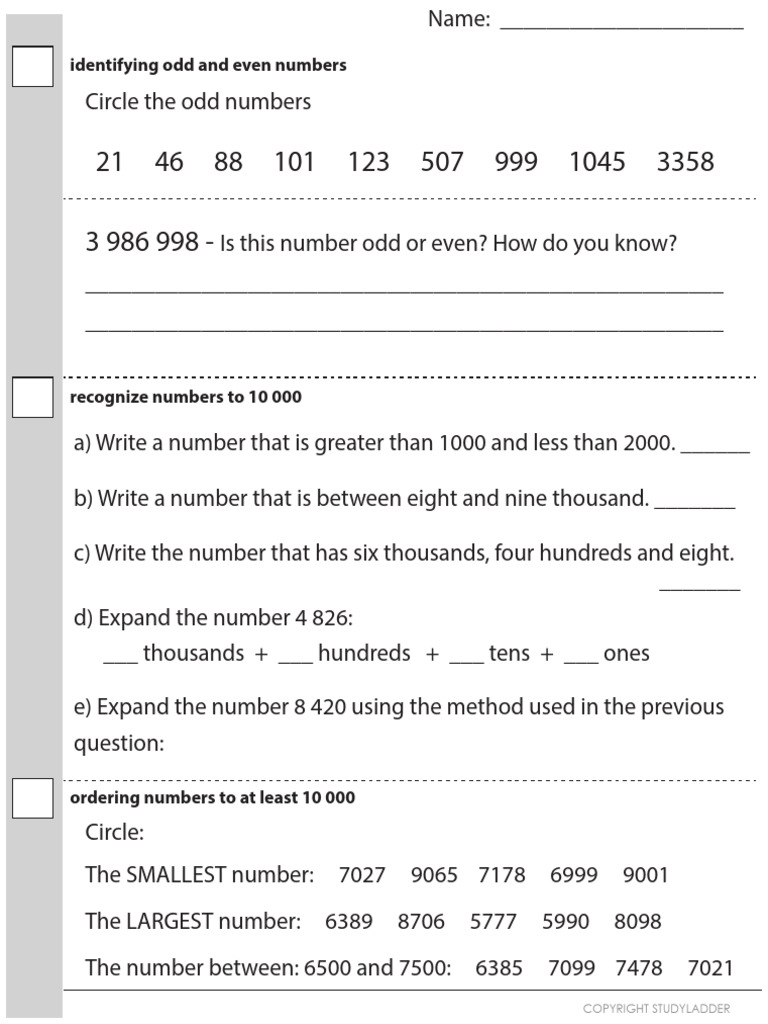 Studyladder - Year 4 Grade 4 - Start of Year Assessment (8 Pages) | PDF ...