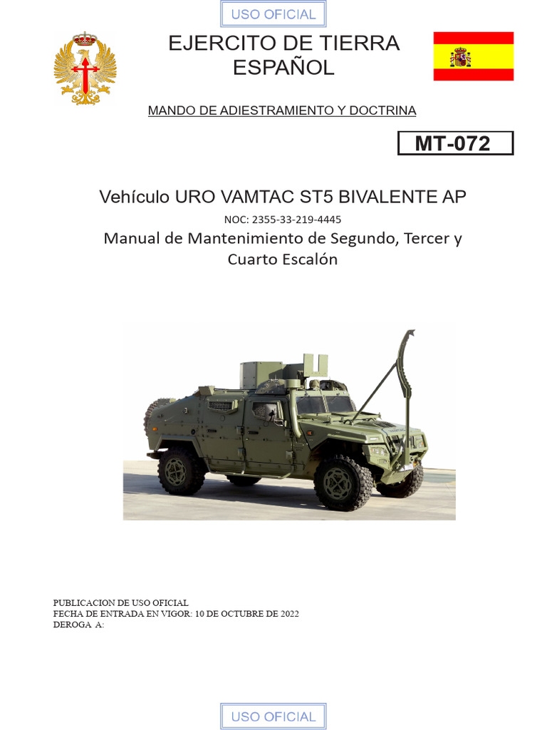 Manual de Mantenimiento VAMTAC ST5 | PDF | Ingeniería mecánica | Máquinas