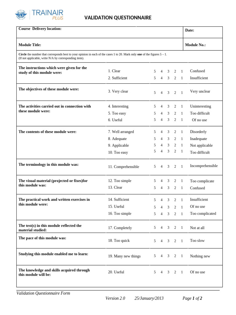 Form-14-Validation Questionnaire Form | PDF | Cognition | Learning