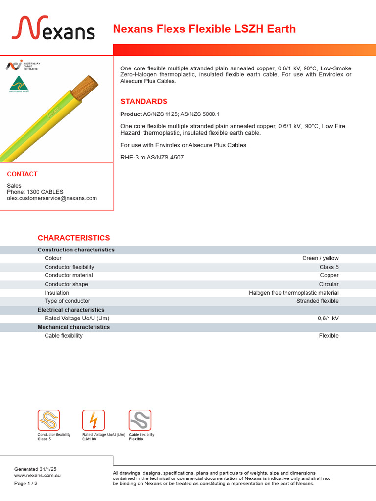 Flexible LSZH Earth Cable Specifications | PDF | Electrical Conductor ...