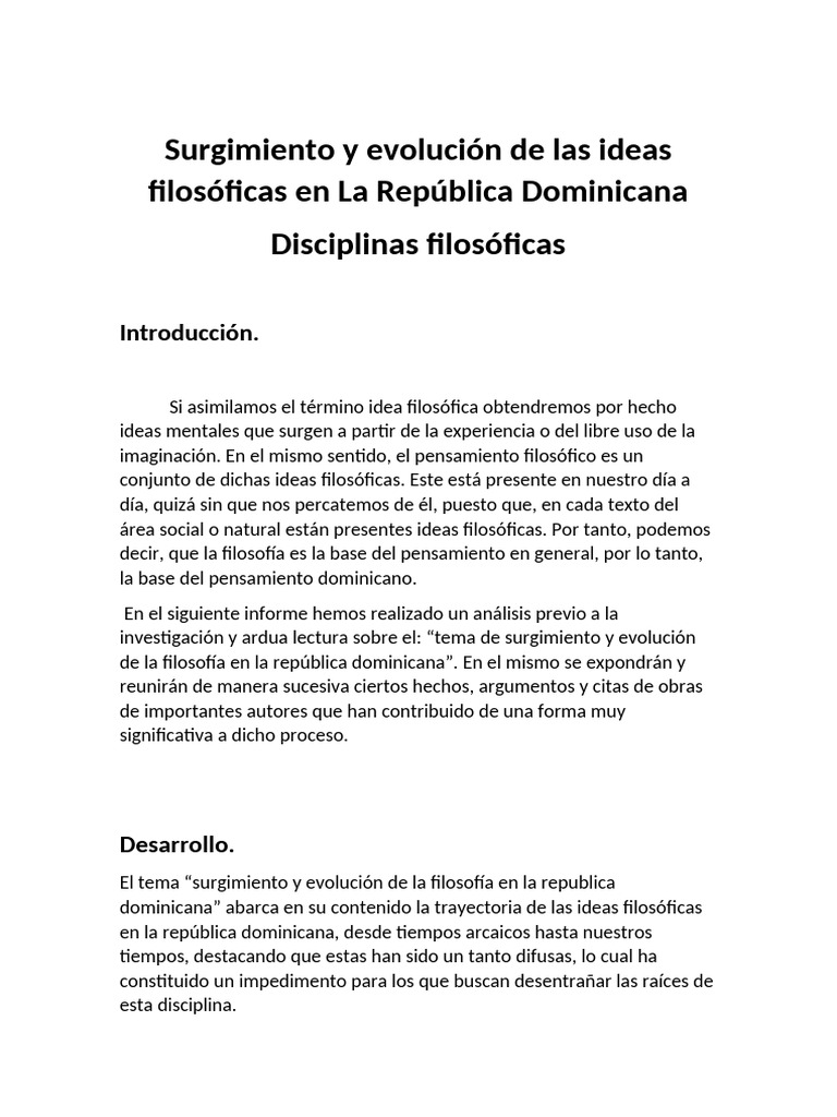 Evolución de la filosofía en RD | PDF | República Dominicana | Pensamiento