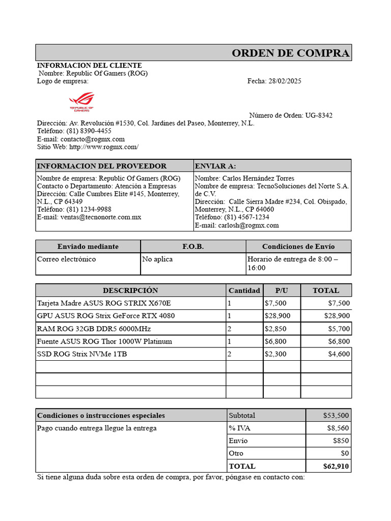 Orden de Compra ROG - Febrero 2025 | PDF | Informática | Hardware de la ...