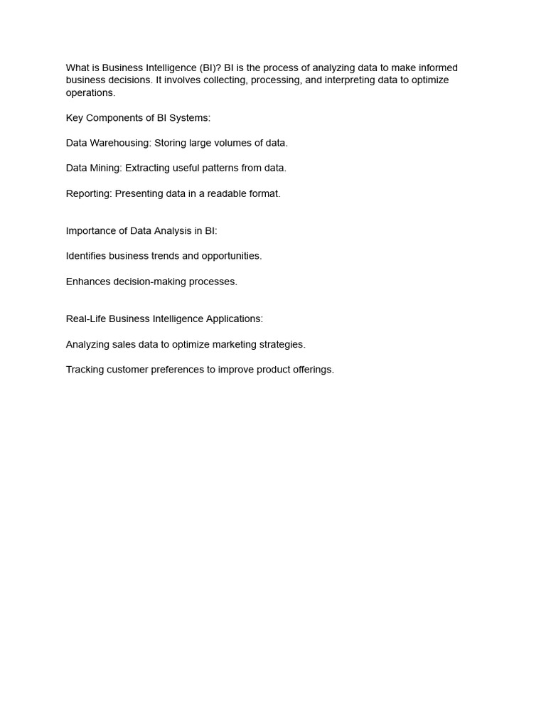 What Is Business Intelligence (BI) | PDF