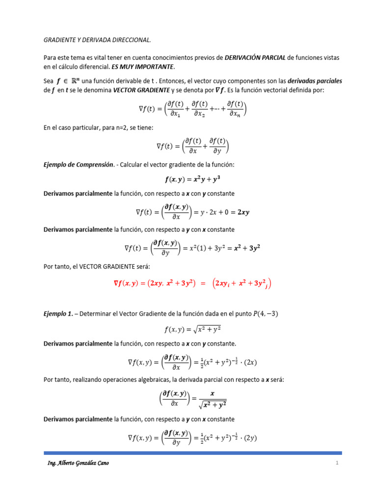 Gradiente y Derivada Direccional | PDF | Degradado | Vector Euclidiano