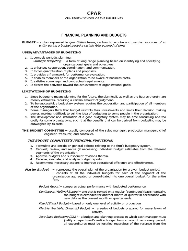 Financial Planning and Budgeting Guide | PDF | Equity (Finance ...