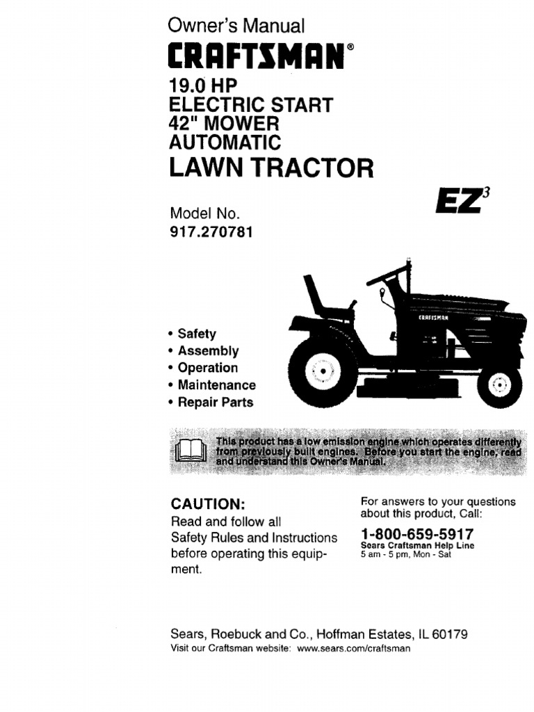 Craftsman 42" Lawn Tractor Manual | PDF | Tractor | Mower