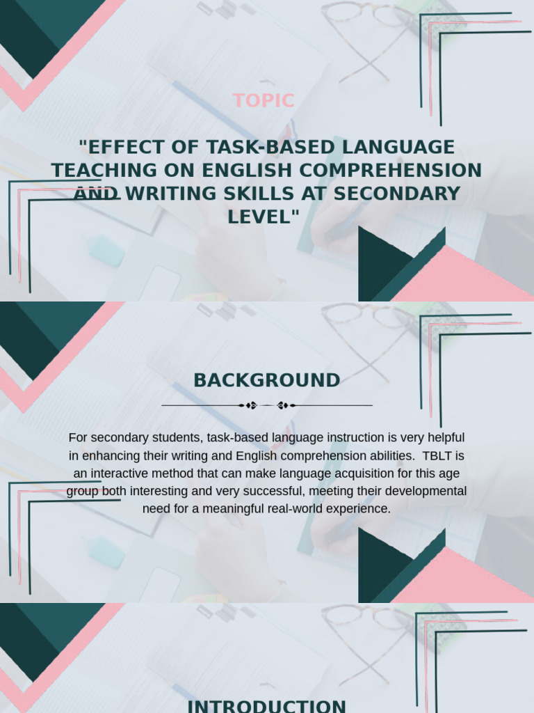 "Effect of Task-Based Language Teaching On English Comprehension and ...