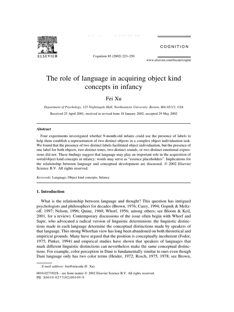 The Role of Language in Acquiring Object Kind Concepts in Infancy | PDF ...