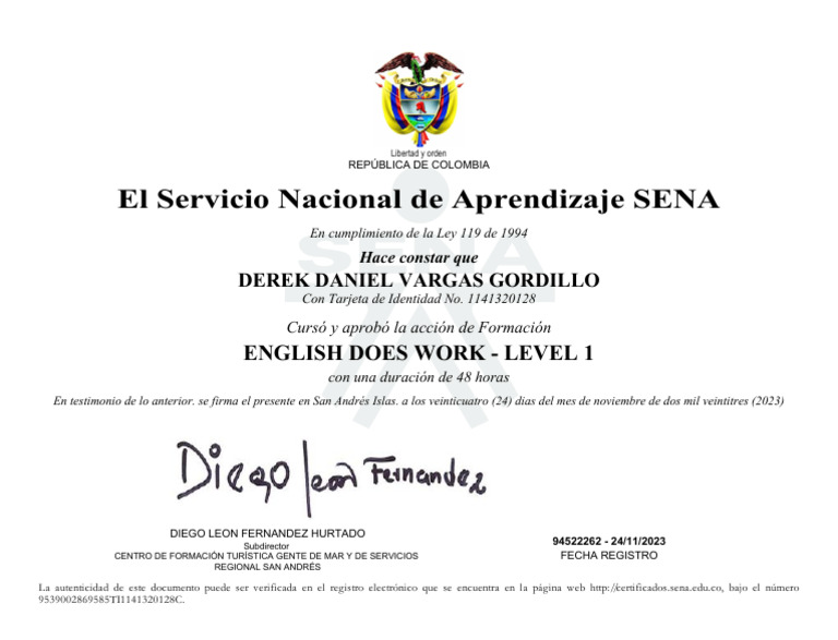 Certificado Nivel 1 | PDF