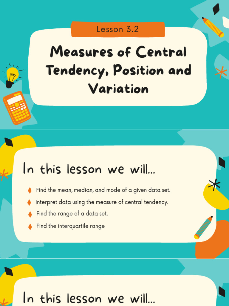 Lesson 3.2 Measures of Central Tendency Position Variation NEW | PDF ...