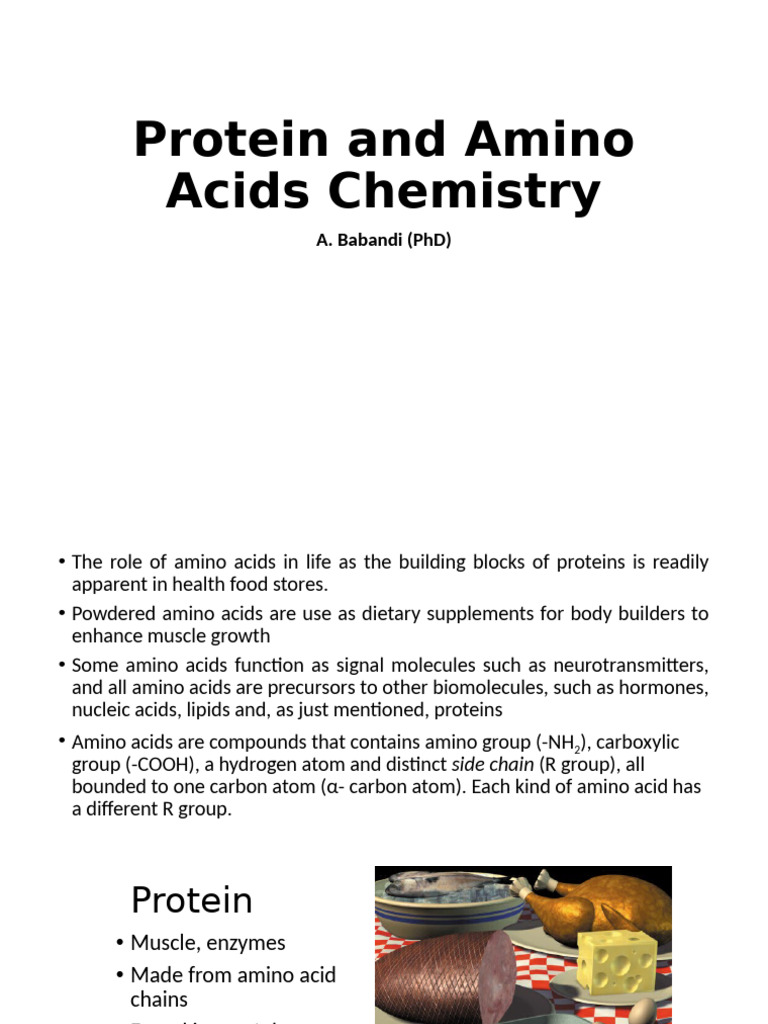 Protein and Amino Acids Chemistry for physiology | PDF | Amino Acid ...