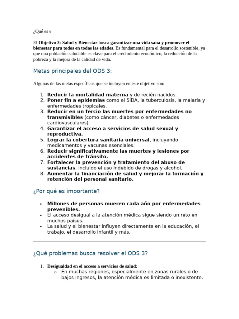 Salud y Bienestar: ODS 3 en Acción | PDF | Cuidado de la salud | VIH / SIDA