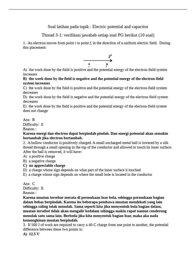 Thread 3 1 Electeic Potential | PDF | Sphere | Cartesian Coordinate System