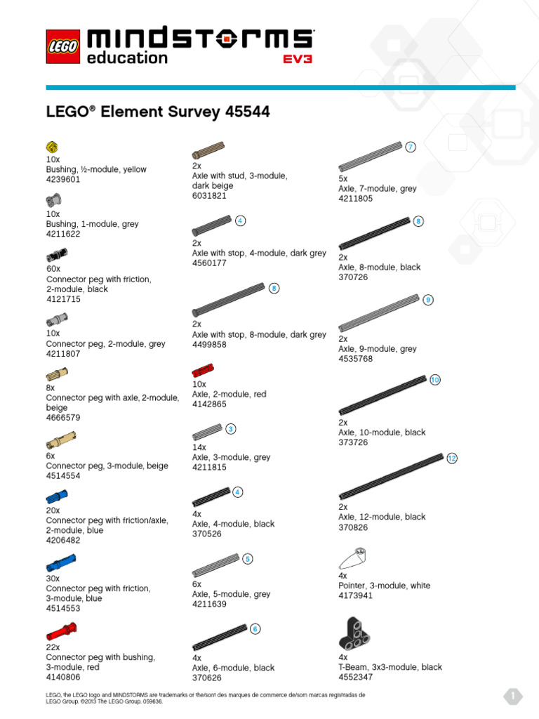 LEGO Element Survey 45544 Inventory | PDF | Plastic Toys | Lego