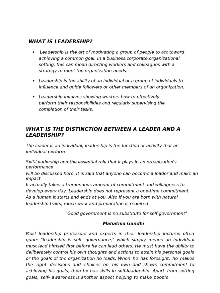 What Is Leadership To | PDF | Leadership | Goal
