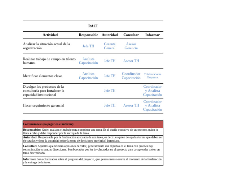 Plantilla de Matriz RACI | PDF