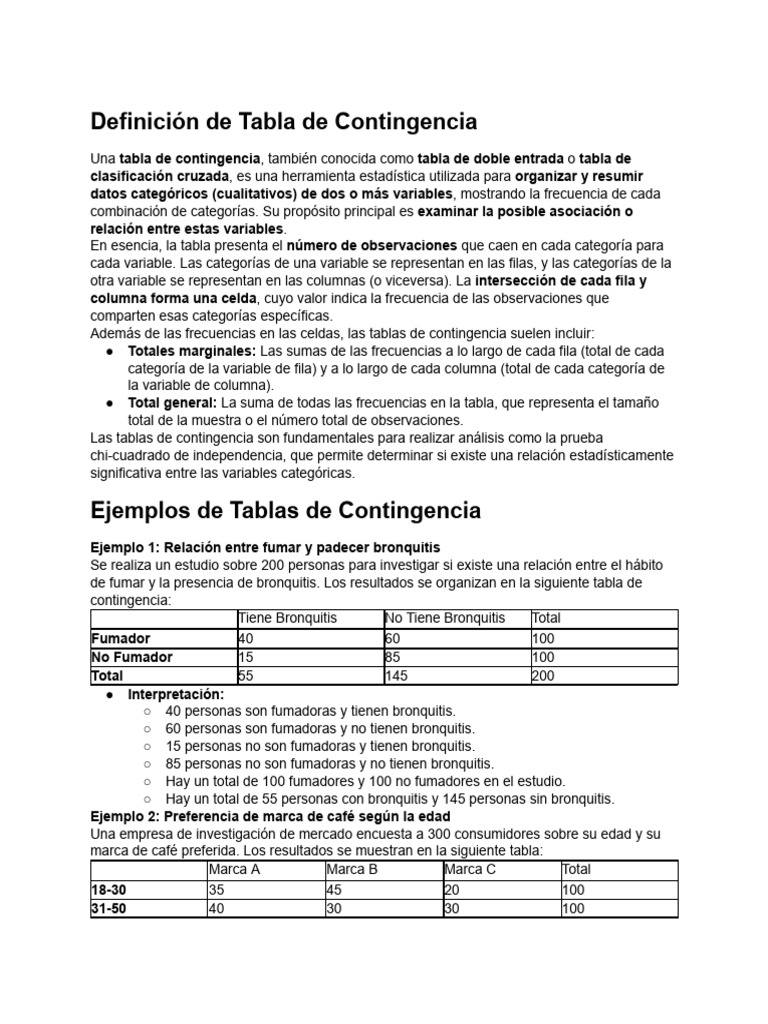 Definición de Tabla de Contingencia | PDF