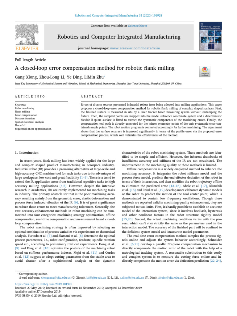A Closed-Loop Error Compensation Method For Robotic Flank Milling | PDF ...