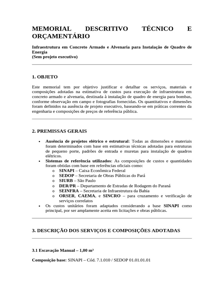 Memorial Descritivo de Infraestrutura Elétrica | PDF | Materiais de ...