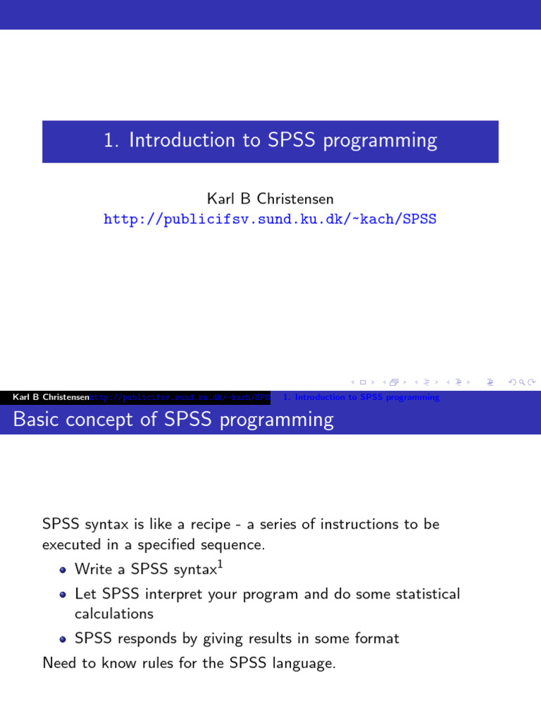 SPSS Programming: Syntax and Examples | PDF | Spss | Statistics