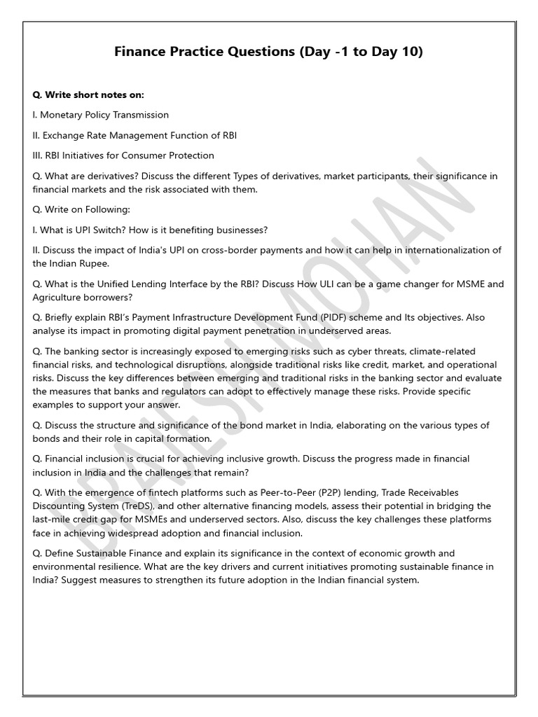 Finance and Management Practice Questions | PDF | Organizational ...