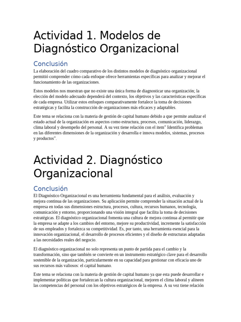 Modelos de Diagnóstico Organizacional | PDF | Business | Psicología ...