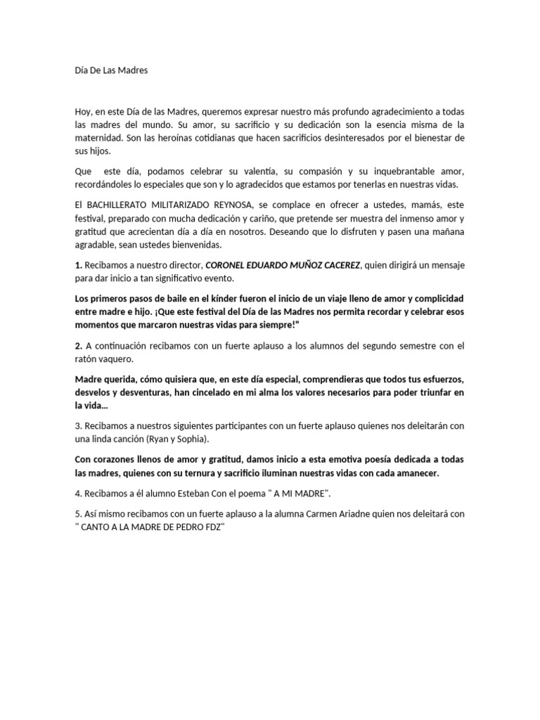 Día de Las Madres 2024BMR | PDF | Amor | Bailes