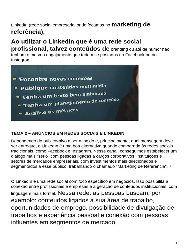 Anúncios Eficazes no LinkedIn para Negócios | PDF | Publicidade | Rede ...
