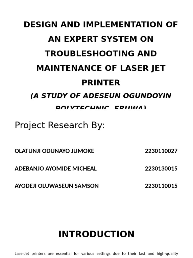 Design and Implementation of An Expert System On Troubleshooting | PDF ...