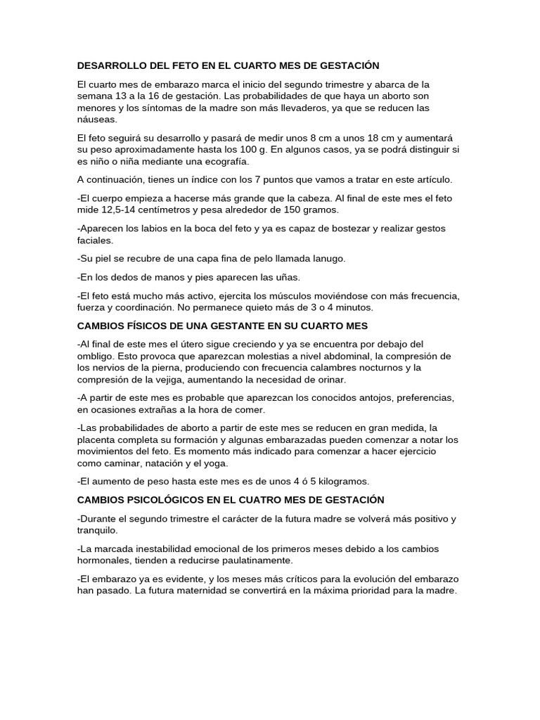 4to mes de embarazo | PDF