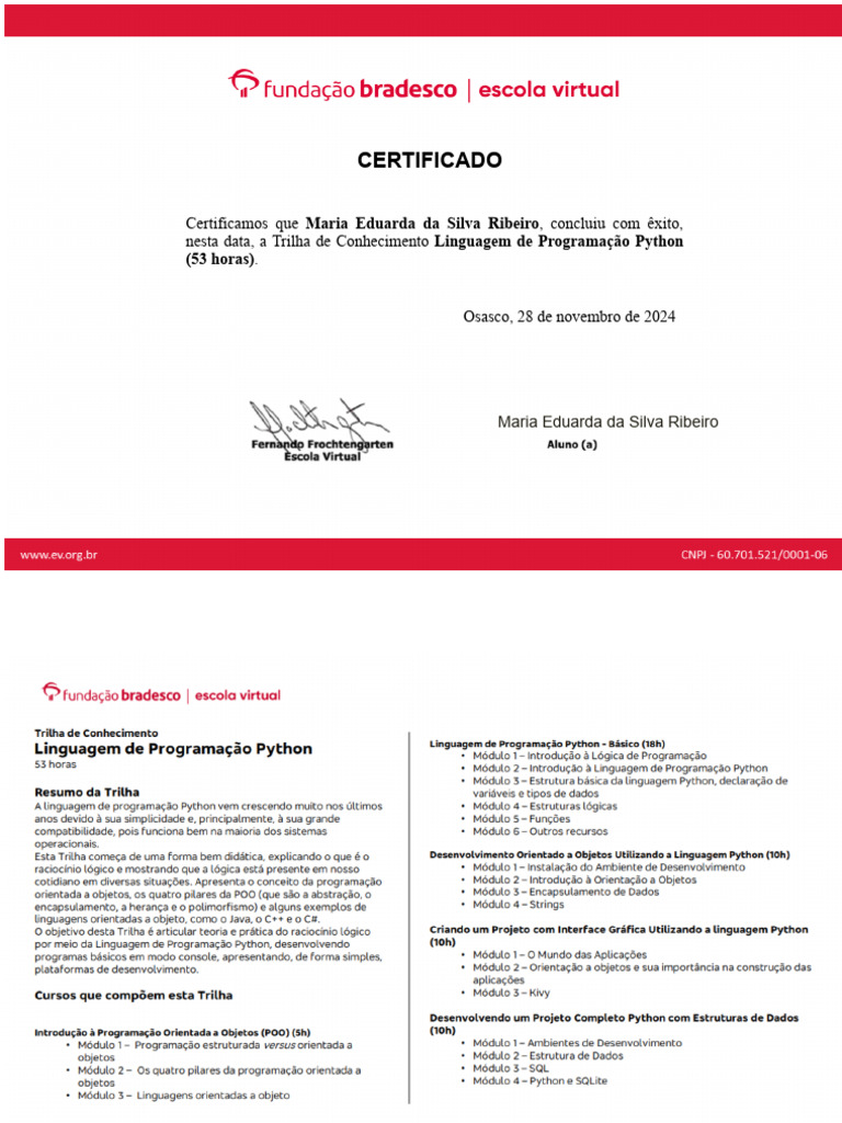 Certificado de Conclusão em Python | PDF