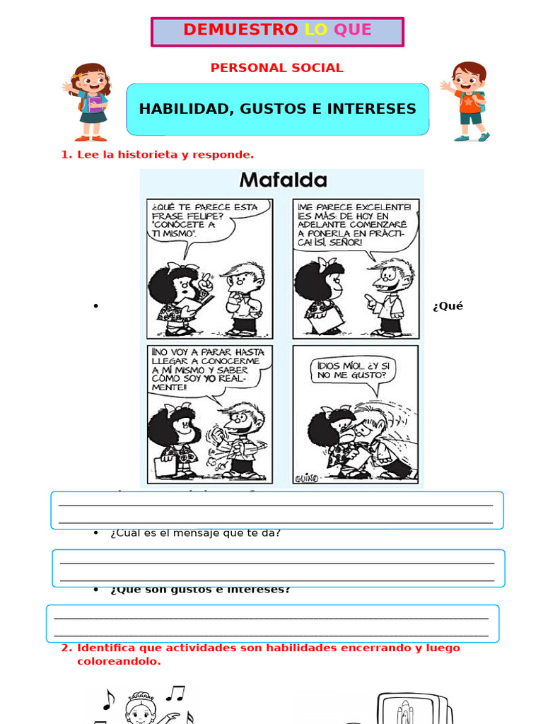 Ficha Personal Habilidades, Gustos e Interes | PDF