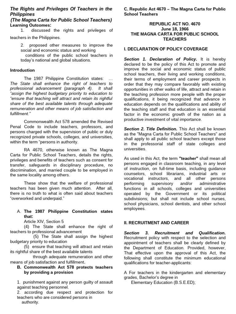 Teaching Profession Reviewer | PDF | Cost Of Living | Learning
