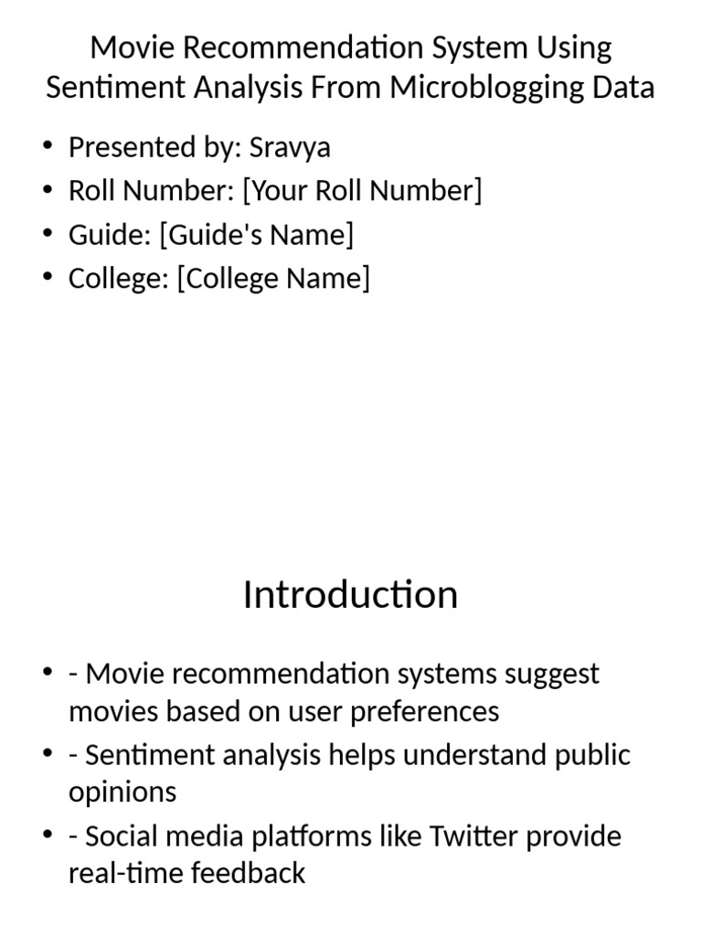 Movie Recommendation System Overview | PDF