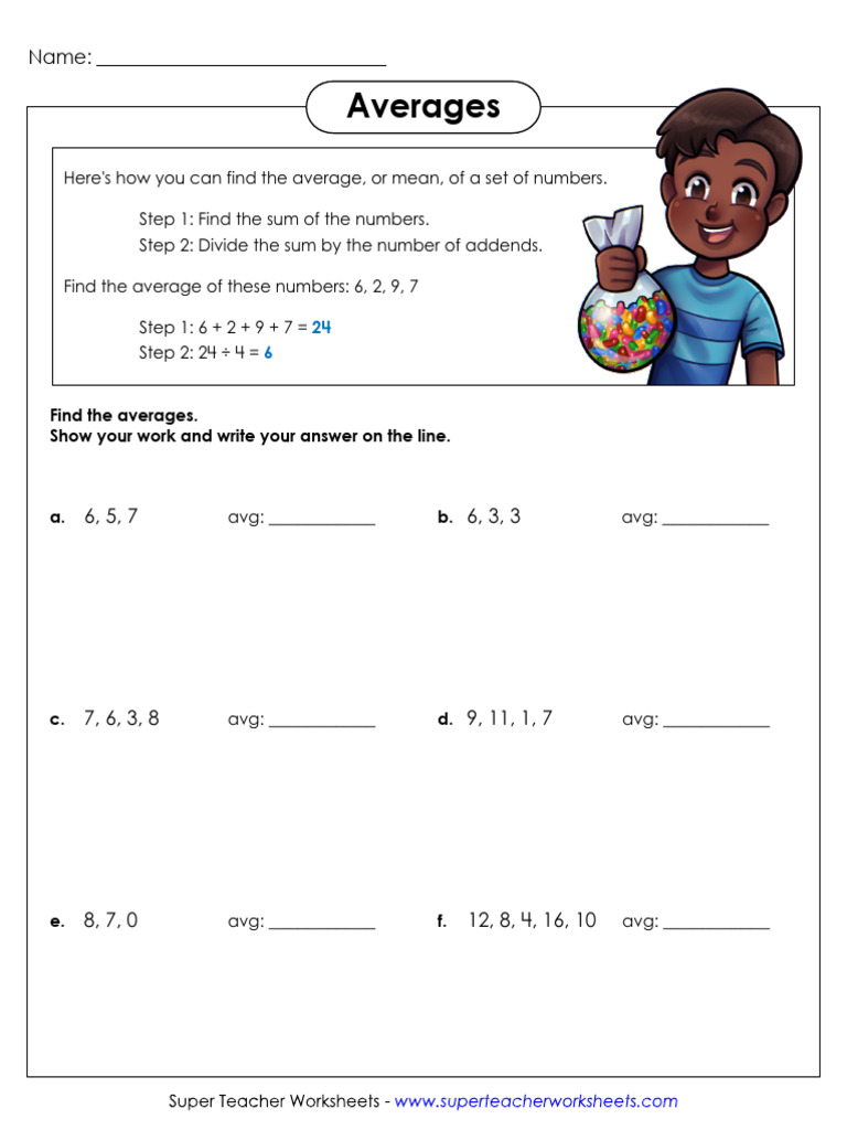Class 5 Average Questions Worksheet | PDF