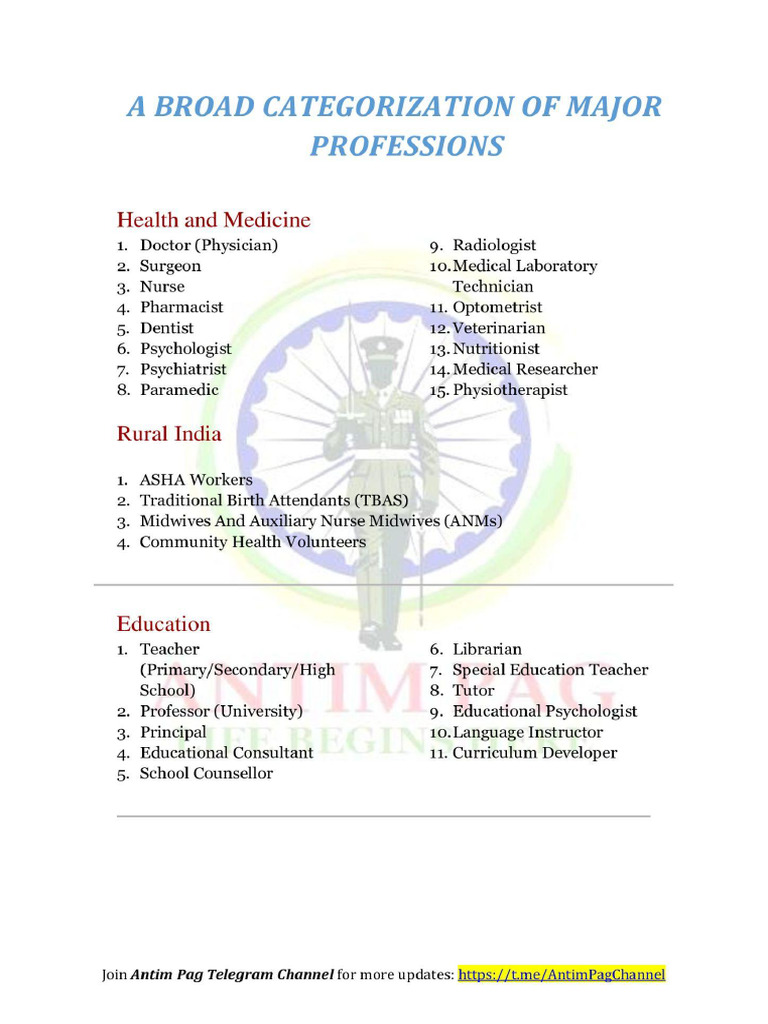 Major Professions | PDF